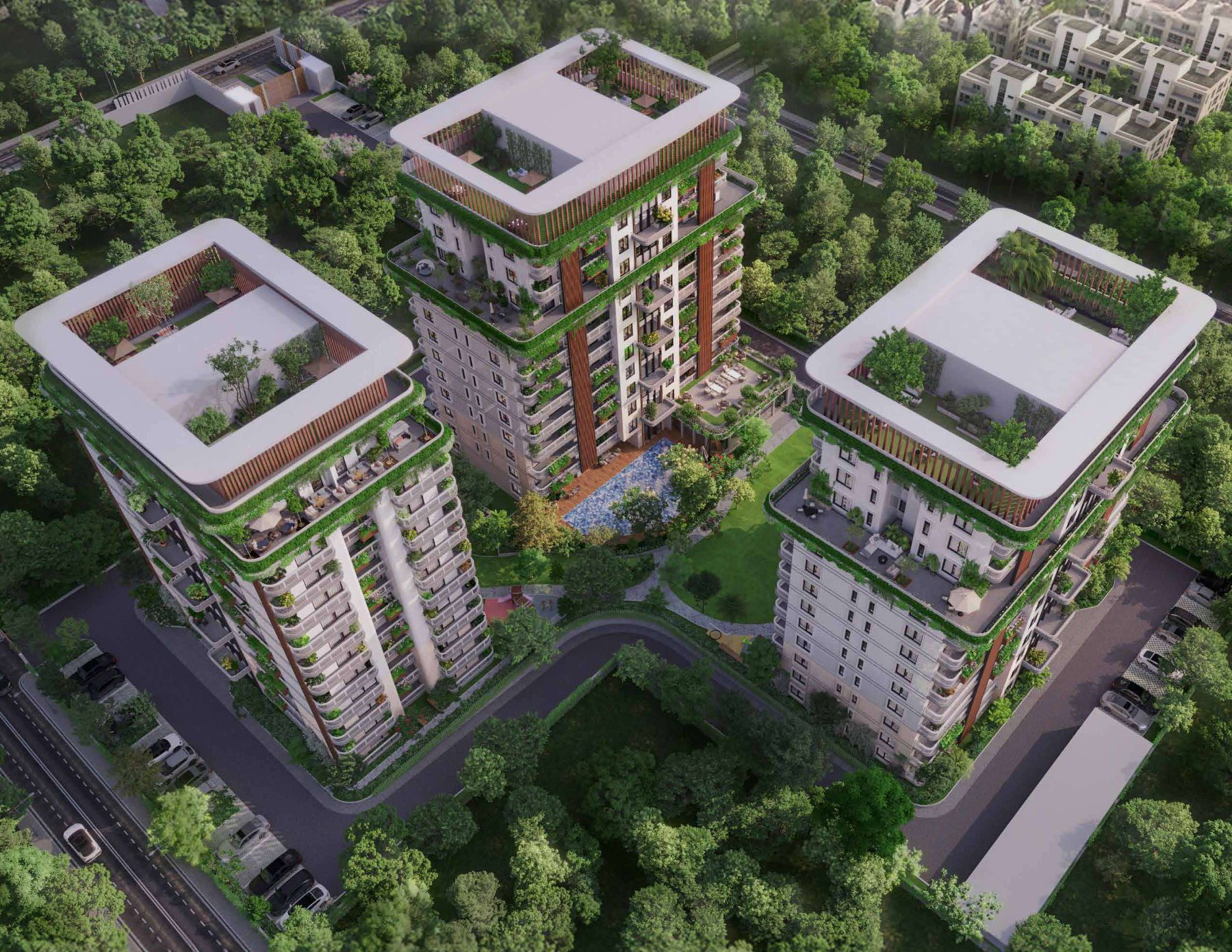 Aerial view of Eldeco Hanging Gardens, Eldeco Udyan, Shaheed Path