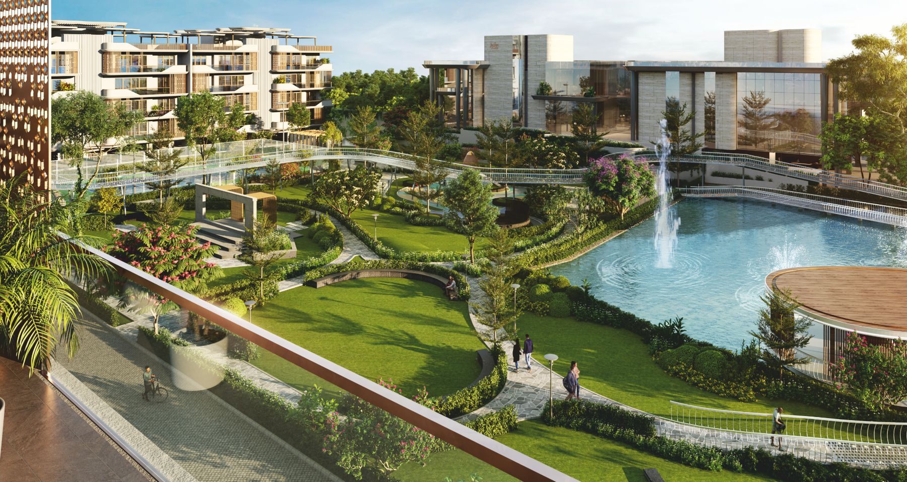 Landscaped grounds and clubhouse at Jashn Golf Estate